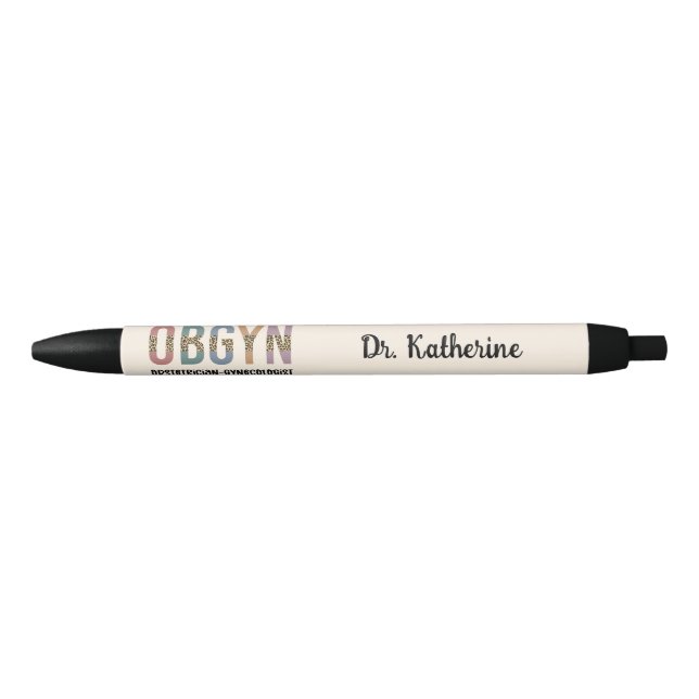 Personalised OBGYN Obstetrician Gynaecologist Black Ink Pen (Front)