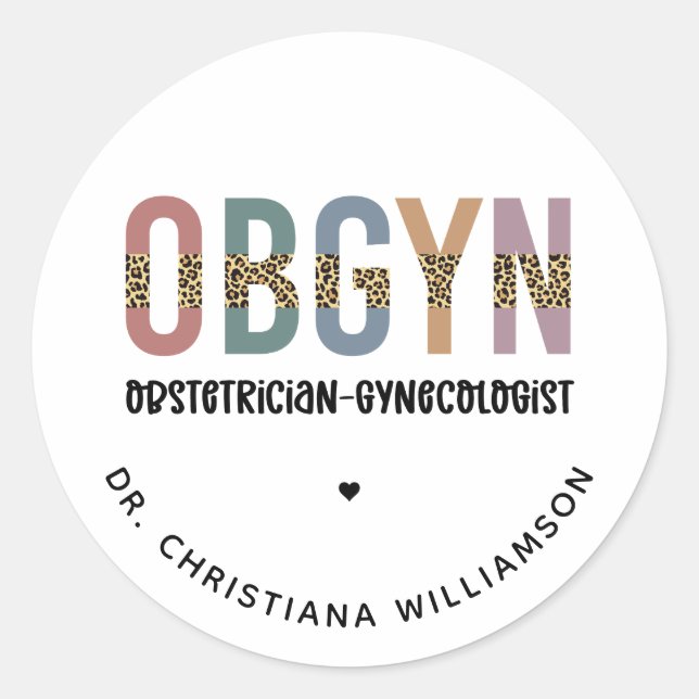 Personalised OBGYN Obstetrician Gynaecologist Classic Round Sticker (Front)