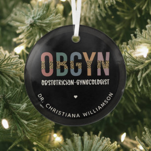 Personalised OBGYN Obstetrician Gynaecologist Glass Tree Decoration