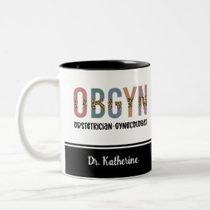Personalised OBGYN Obstetrician Gynaecologist Two-Tone Coffee Mug