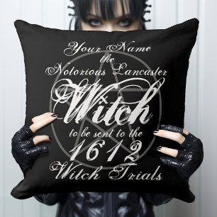 Personalised Occult Witch Trials Black Gothic Cushion