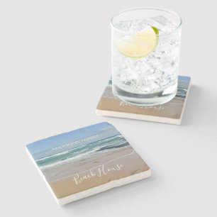 Personalised Ocean Beach House Stone Coaster