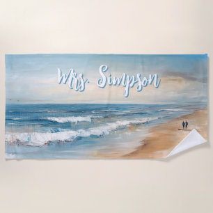 Personalised Ocean Beach Vacation Scene Beach Towel