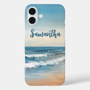 Personalised Ocean Beach Vacation Scene iPhone 16 Plus Case