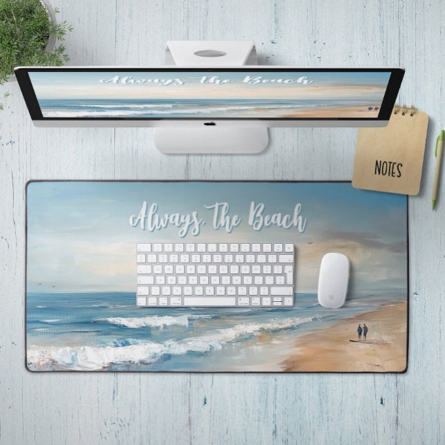 Personalised Ocean Beach Vacation Scene Desk Mat (Creator Uploaded)