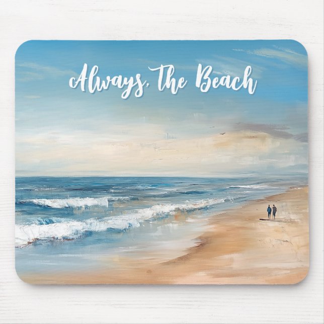 Personalised Ocean Beach Vacation Scene Mouse Pad (Front)