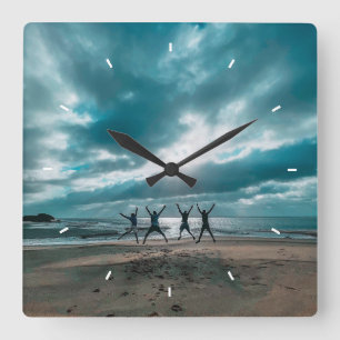 Personalised Ocean beach view Scene Square Wall Clock