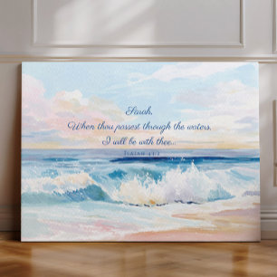 Personalised Ocean Bible Verse, Isaiah 43:2 Canvas Print