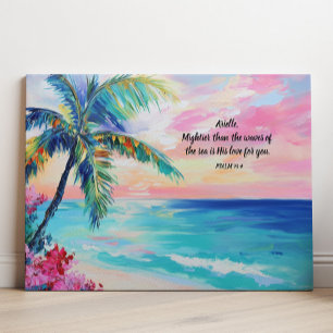 Personalised Ocean Bible Verse Psalm 93: Canvas Print