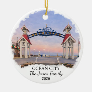 Personalised Ocean City Ornament, Custom Maryland Ceramic Ornament