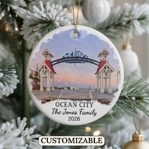 Personalised Ocean City Ornament, Custom Maryland Ceramic Ornament