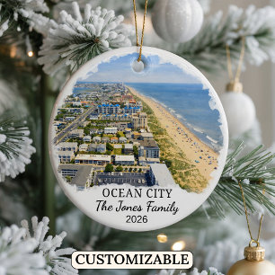 Personalised Ocean City Ornament, Custom Maryland Ceramic Ornament