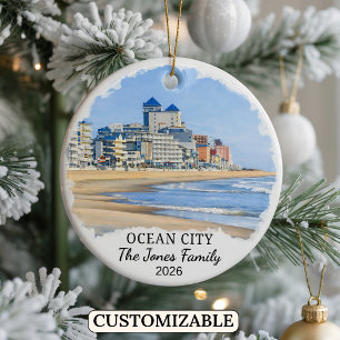 Personalised Ocean City Ornament, Custom Maryland Ceramic Ornament