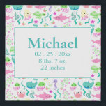 Personalised Ocean Fish Whale Birth Stats Faux Canvas Print<br><div class="desc">The sweet fish,  octopus,  seahorses will be so cute for baby’s nursery wall.  This cute canvas can be personalised with baby’s name and birth stats. This design can be transferred to any Zazzle item.  100% customer satisfaction every day at “Zazzle”</div>