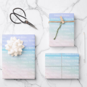 Personalised ocean seaside tropical birthday  wrapping paper sheet