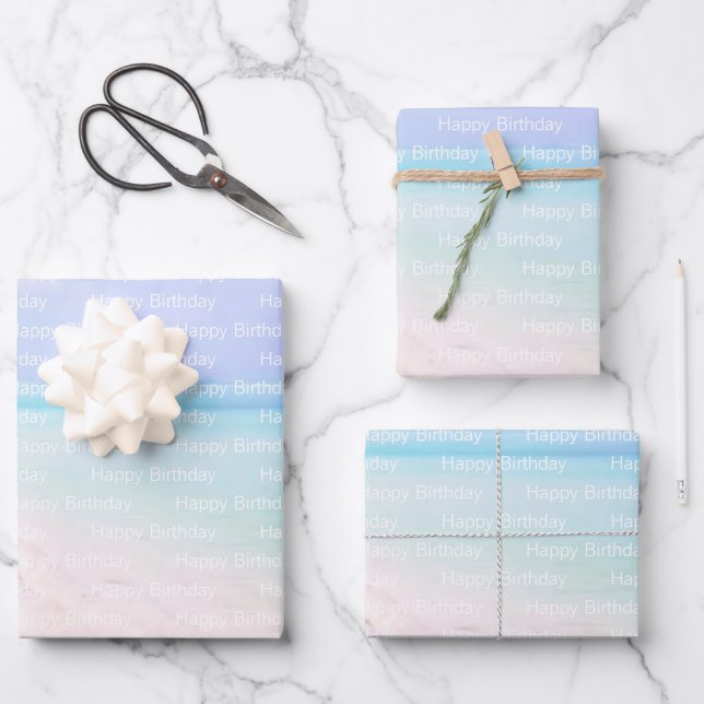 Personalised ocean seaside tropical birthday  wrapping paper sheet (Front)