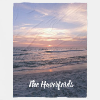 Personalised Ocean Sunset Fleece Blanket