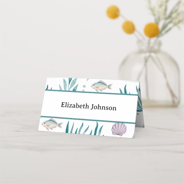Personalised Ocean Theme Nautical Birthday Party Place Card (Front)