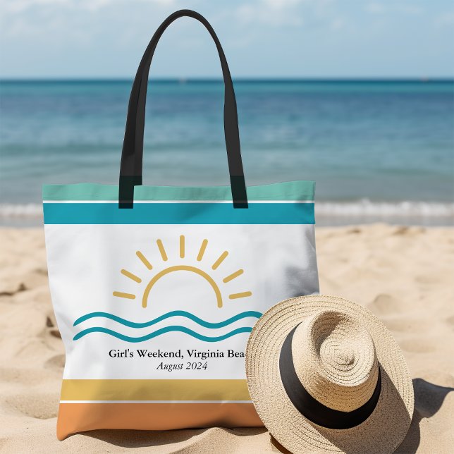 Personalised Ocean Waves Girls Weekend Tote Bag (Creator Uploaded)