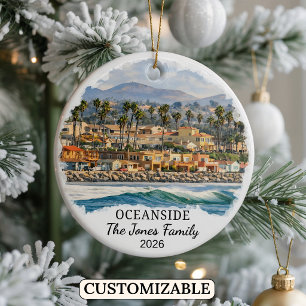 Personalised Oceanside Ornament, Custom California Ceramic Ornament