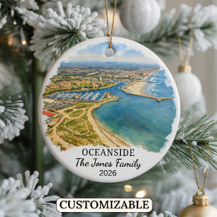 Personalised Oceanside Ornament, Custom California Ceramic Ornament