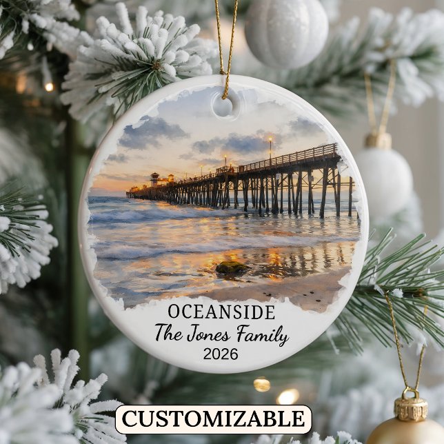 Personalised Oceanside Ornament, Custom California Ceramic Ornament (Creator Uploaded)