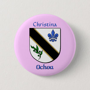 Personalised Ochoa Historical Shield 6 Cm Round Badge
