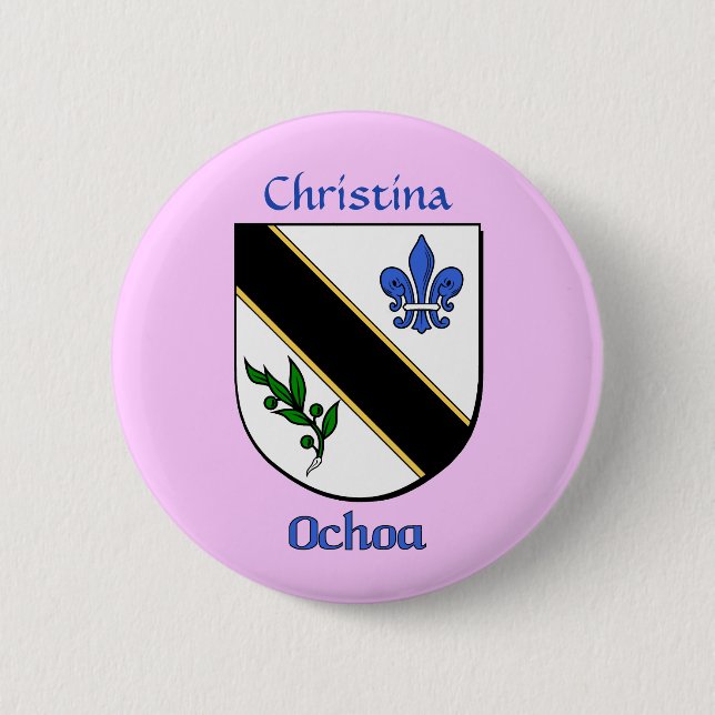 Personalised Ochoa Historical Shield 6 Cm Round Badge (Front)