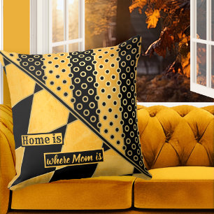 Personalised Ochre Black Geometric Pattern Pillow