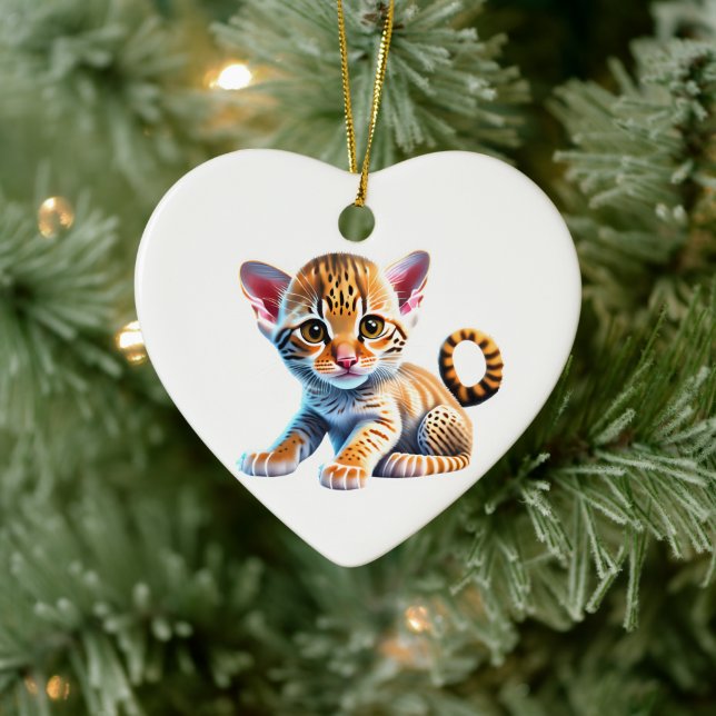 Personalised Ocicat Kitten Ceramic Ornament (Tree)