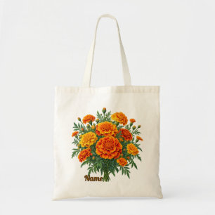 Personalised October Birth Flower Marigold Tote Bag