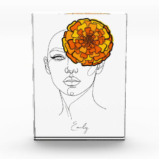 Personalised October Birth Flower Portrait Photo Block