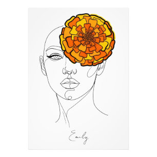 Personalised October Birth Flower Portrait Photo Print