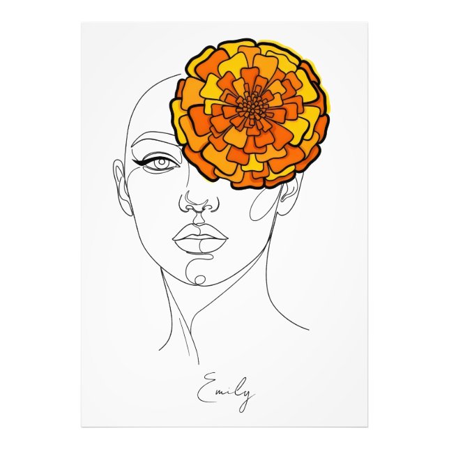 Personalised October Birth Flower Portrait Photo Print (Front)