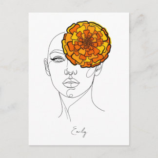 Personalised October Birth Flower Portrait Postcard