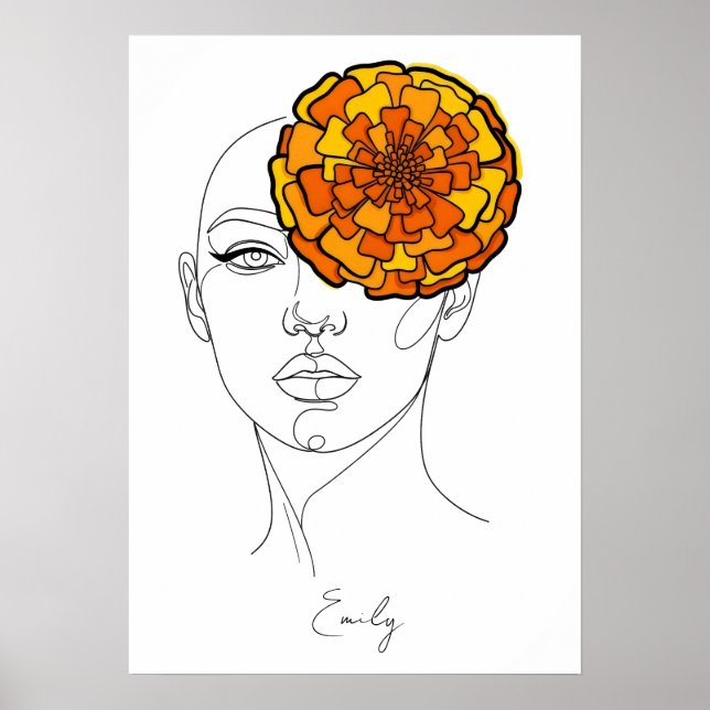 Personalised October Birth Flower Portrait Poster (Front)
