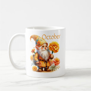 Personalised October Birth Month Garden Gnome Coffee Mug