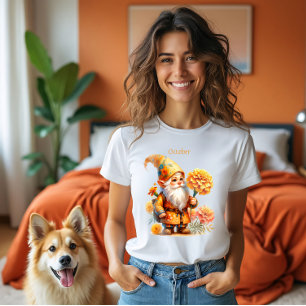 Personalised October Birth Month Garden Gnome Tri-Blend Shirt
