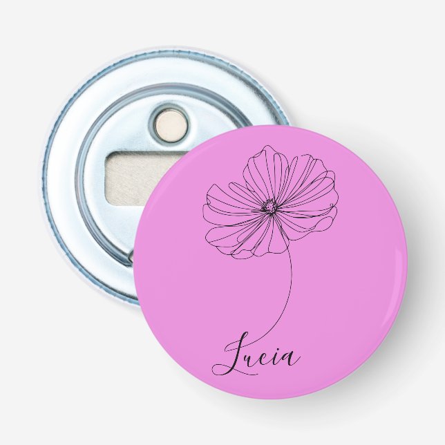 Personalised October Cosmos Birth Flower Gift  Bottle Opener (Front)
