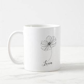 Personalised October Cosmos Birth Flower Gift Coffee Mug