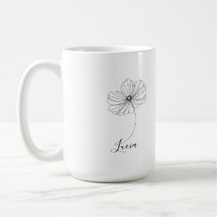 Personalised October Cosmos Birth Flower Gift  Coffee Mug