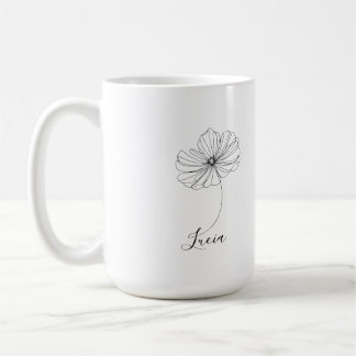 Personalised October Cosmos Birth Flower Gift Coffee Mug