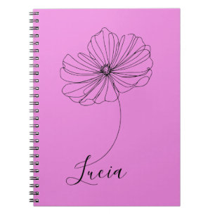 Personalised October Cosmos Birth Flower Gift Notebook