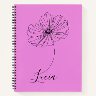Personalised October Cosmos Birth Flower Gift Notebook