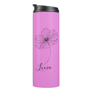 Personalised October Cosmos Birth Flower Gift  Thermal Tumbler