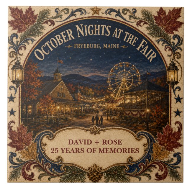 Personalised October Nights Fryeburg Fair Maine Ceramic Tile (Front)