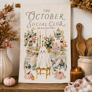 Personalised October Social Club Ghost Tea Towel