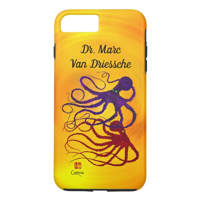 Personalised Octopi On Yellow - Tough Phone Case (Back)