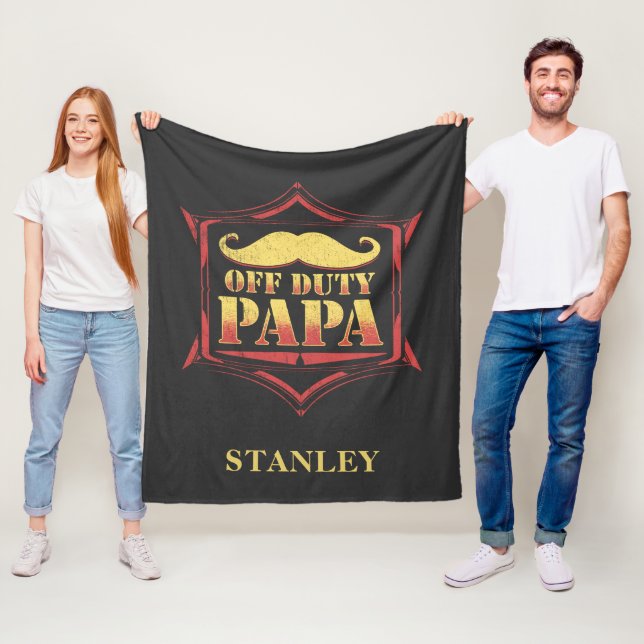 Personalised Off Duty Papa Retired Dad Fleece Blanket (In Situ)