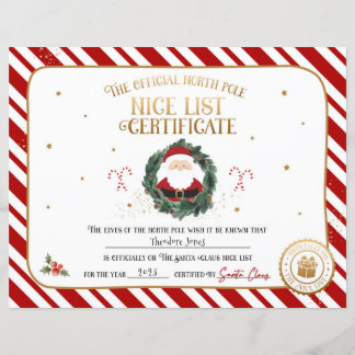 Personalised Official Nice List Certificate